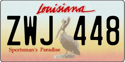 LA license plate ZWJ448