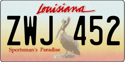 LA license plate ZWJ452