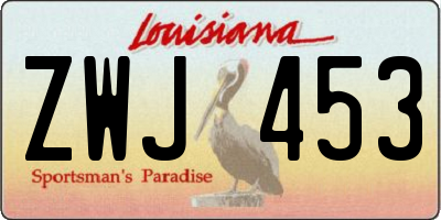 LA license plate ZWJ453