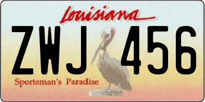 LA license plate ZWJ456