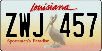 LA license plate ZWJ457