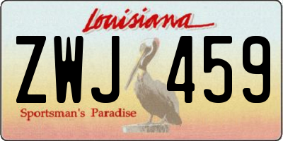 LA license plate ZWJ459