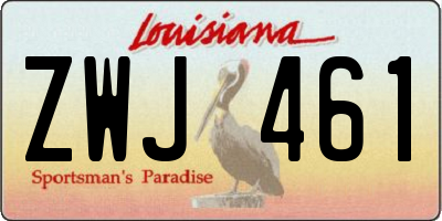 LA license plate ZWJ461