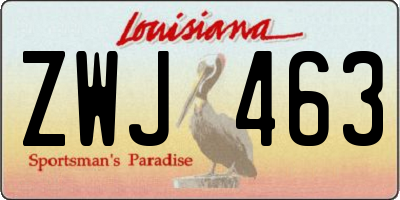 LA license plate ZWJ463