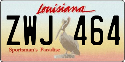 LA license plate ZWJ464