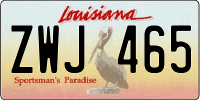 LA license plate ZWJ465