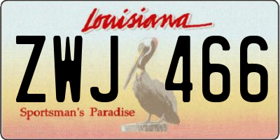 LA license plate ZWJ466