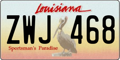 LA license plate ZWJ468