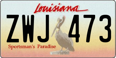 LA license plate ZWJ473