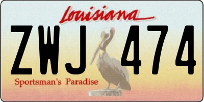 LA license plate ZWJ474