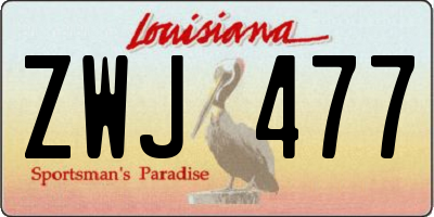 LA license plate ZWJ477