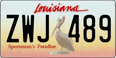 LA license plate ZWJ489