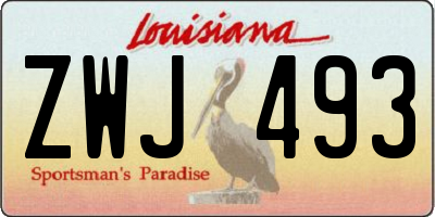 LA license plate ZWJ493