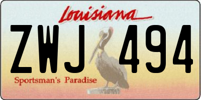 LA license plate ZWJ494