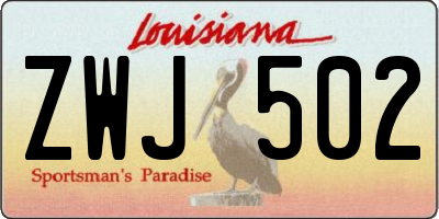 LA license plate ZWJ502