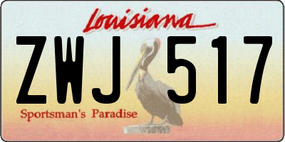 LA license plate ZWJ517