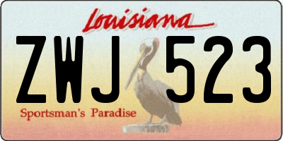 LA license plate ZWJ523