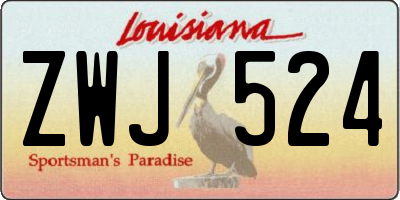 LA license plate ZWJ524