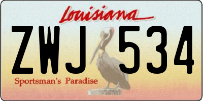 LA license plate ZWJ534