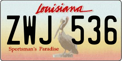 LA license plate ZWJ536