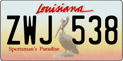 LA license plate ZWJ538