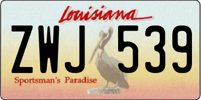 LA license plate ZWJ539