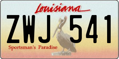 LA license plate ZWJ541