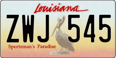 LA license plate ZWJ545