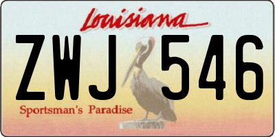 LA license plate ZWJ546