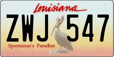 LA license plate ZWJ547