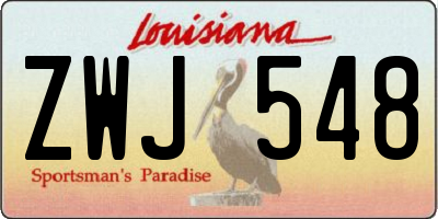 LA license plate ZWJ548