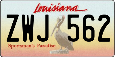 LA license plate ZWJ562