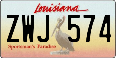 LA license plate ZWJ574