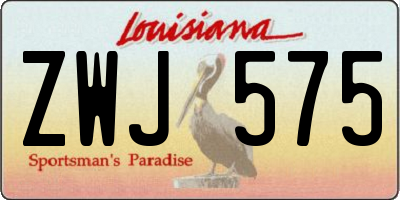 LA license plate ZWJ575