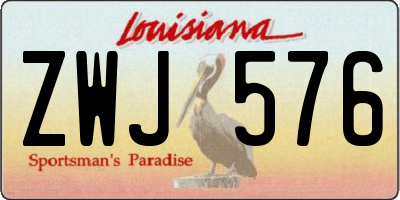 LA license plate ZWJ576