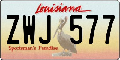 LA license plate ZWJ577