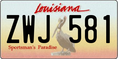 LA license plate ZWJ581