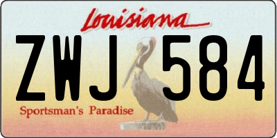 LA license plate ZWJ584