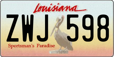 LA license plate ZWJ598