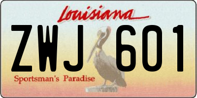 LA license plate ZWJ601