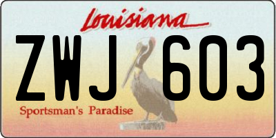 LA license plate ZWJ603