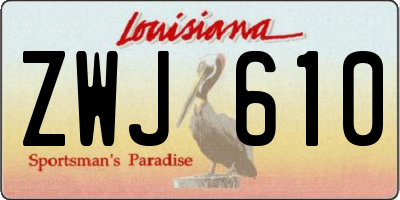 LA license plate ZWJ610