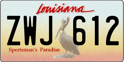 LA license plate ZWJ612