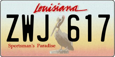 LA license plate ZWJ617