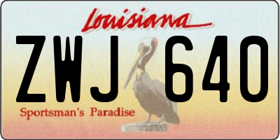 LA license plate ZWJ640