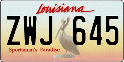 LA license plate ZWJ645