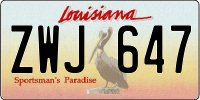 LA license plate ZWJ647