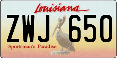 LA license plate ZWJ650