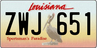 LA license plate ZWJ651