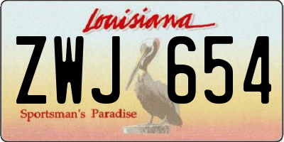 LA license plate ZWJ654